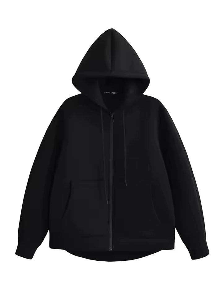 HH Autumn Winter Women's Zipper Hoodie Coat High Street Double Pockets Oversize Jakcet Loose Sweatshirts Outerwear Top - AliExpress 200000345